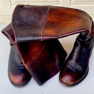 Patricia Nash Brown Distressed Leather Wide Calf Riding Boots | Italian Style